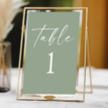 Moderne Minimalistische Elegantsage Grüne Hochzeit Tischnummer<br><div class="desc">Dies ist eine moderne Minimalistische elegante Sage Green Wedding Tischnummer!</div>
