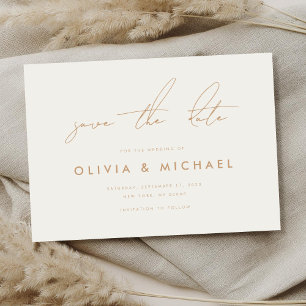 Moderne Minimalistische Elfenbein-Hochzeit retten  Save The Date