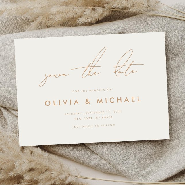 Moderne Minimalistische Elfenbein-Hochzeit retten  Save The Date (Von Creator hochgeladen)