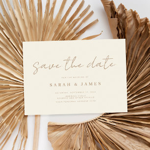 Moderne Minimalistische Elfenbein-Hochzeit Save The Date