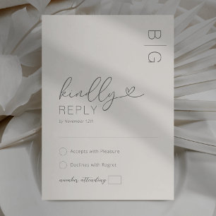 Moderne Minimalistische Elfenbein-Hochzeits-RSVP-K RSVP Karte