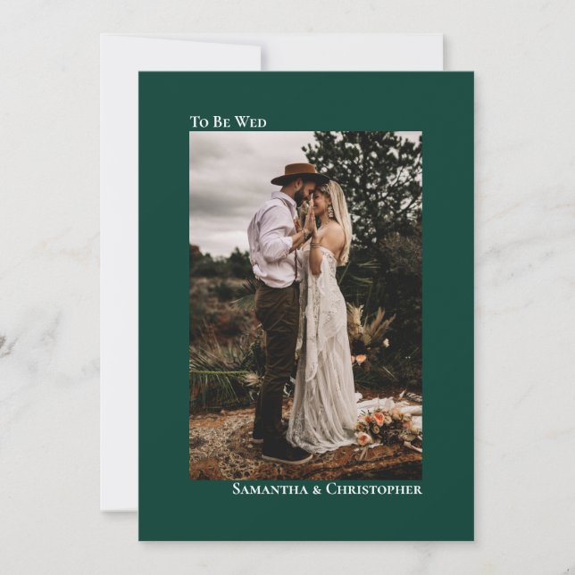 Moderne Minimalistische Emerald Vertical Foto Hoch Einladung (Vorderseite)