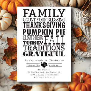 Moderne Minimalistische Erntedank Einladung