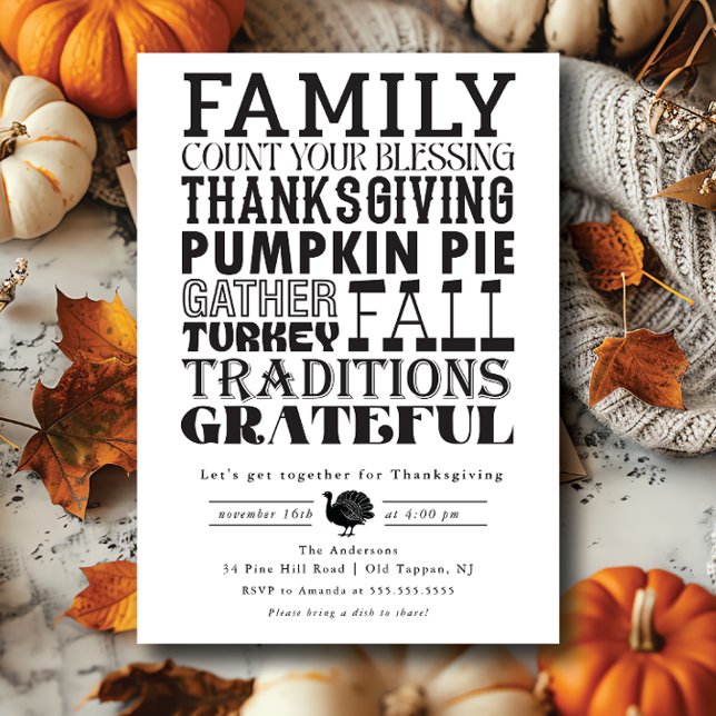 Moderne Minimalistische Erntedank Einladung (Von Creator hochgeladen)
