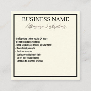 Moderne Minimalistische Eyelashes Aftercare Card Quadratische Visitenkarte