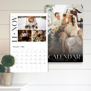 Moderne Minimalistische Familie 3 Foto-Collage Kalender