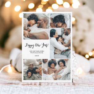 Moderne minimalistische Familie 6 Fotos glücklich  Feiertagskarte