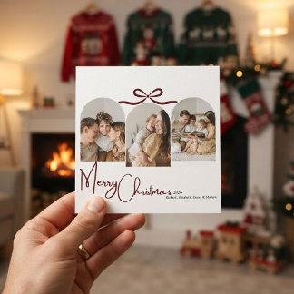 Moderne minimalistische Familien-Weihnachtsfoto-Ar Feiertagskarte