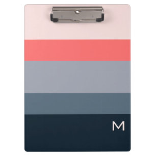 Moderne Minimalistische Farbblock-Monogrammierung Klemmbrett