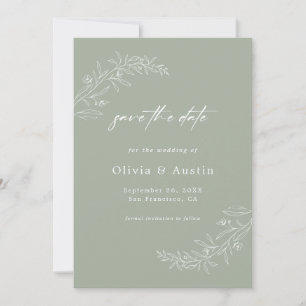 Moderne, Minimalistische Feier Grüne Hochzeit rett Einladung
