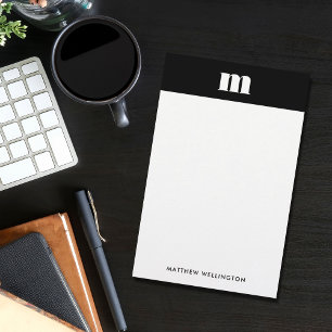 Moderne Minimalistische Feste Schwarz Monogramm Briefpapier