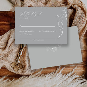 Moderne minimalistische florale Kalligrafie-Hochze RSVP Karte