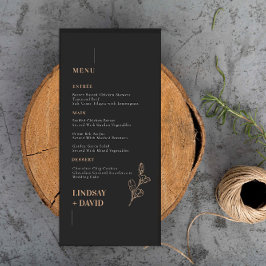 Moderne Minimalistische Foliage Black Menu Card Menükarte