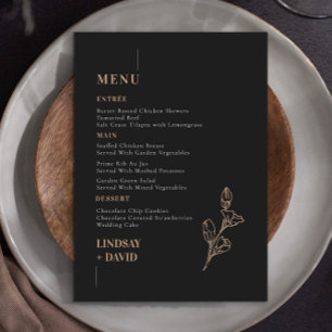 Moderne Minimalistische Foliage Black Menu Card Menükarte