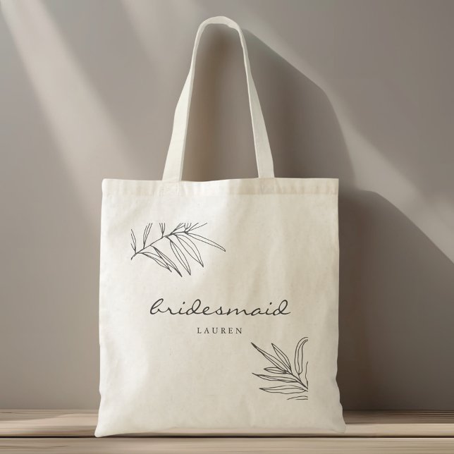 Moderne Minimalistische Foliage Bridesmaid Tote Ba Tragetasche (Von Creator hochgeladen)