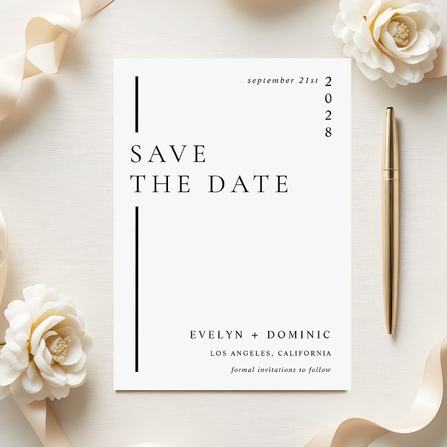 Moderne minimalistische formelle Hochzeitsankündig Save The Date (Von Creator hochgeladen)