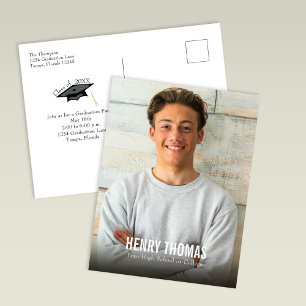 Moderne minimalistische Foto-Abschlussankündigung Postkarte