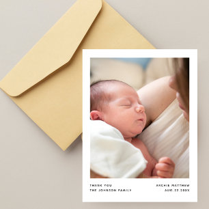 Moderne Minimalistische Foto-Baby-Shower-Dankeschö Postkarte