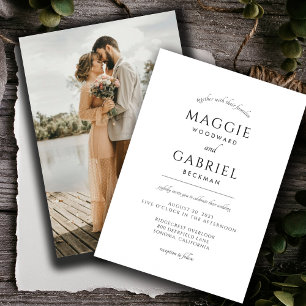 Moderne minimalistische Foto-Boho-Hochzeit Einladung