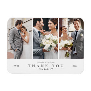 Moderne minimalistische Foto-Collage-Hochzeit Magnet