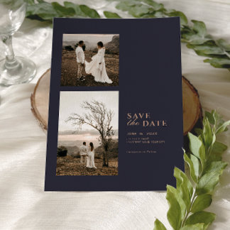 Moderne Minimalistische Foto-Collage-Hochzeit Save The Date
