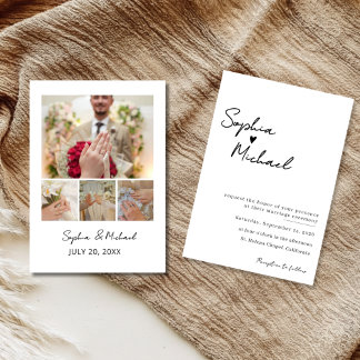 Moderne minimalistische Foto-Collage-Hochzeitseinl Dankeskarte