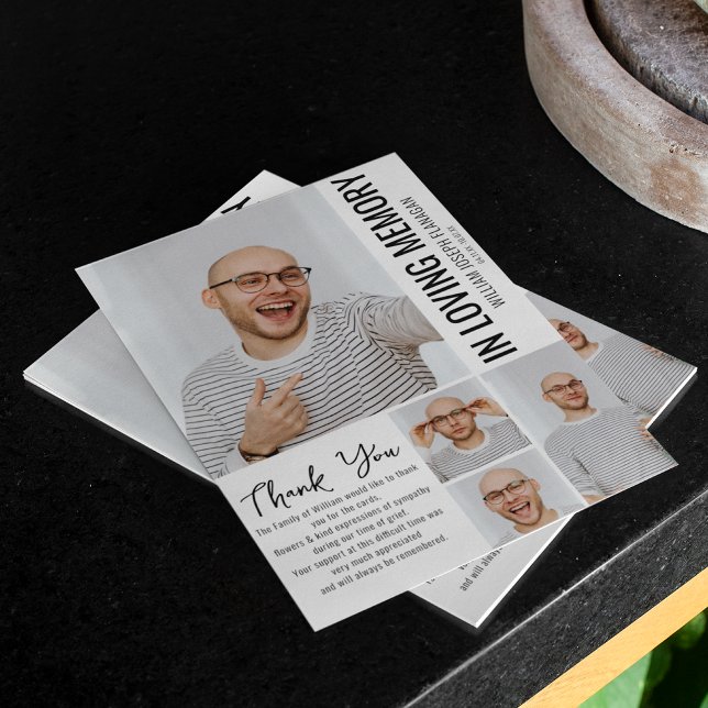 Moderne Minimalistische Foto Collage Memorial Viel Dankeskarte (Von Creator hochgeladen)