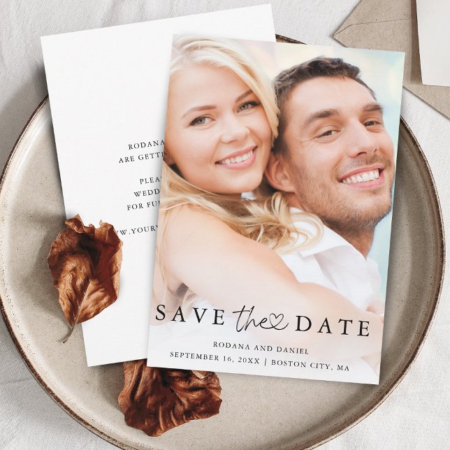 Moderne Minimalistische Foto-Details Hochzeit Save The Date (Modern Minimalist Photo Details Wedding Save The Date)