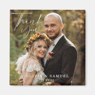 Moderne Minimalistische Foto Hochzeit Danke Magnet
