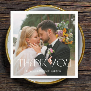 Moderne Minimalistische Foto-Hochzeit Danke Serviette