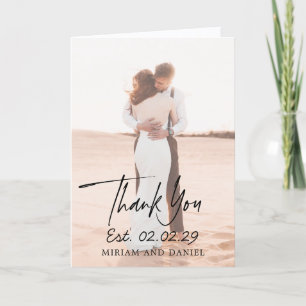 Moderne Minimalistische Foto-Hochzeit Dankeskarte