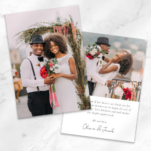 Moderne Minimalistische Foto-Hochzeit Dankeskarte