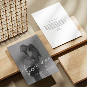 Moderne minimalistische Foto-Hochzeit-Dankeskarten Dankeskarte
