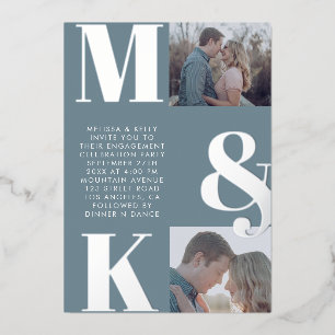Moderne Minimalistische Foto-Hochzeit Fettdruck Mo Folieneinladung