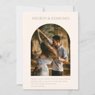 Moderne minimalistische Foto-Hochzeit im Bogen Einladung