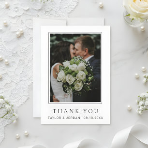 Moderne minimalistische Foto-Hochzeit individuell Dankeskarte