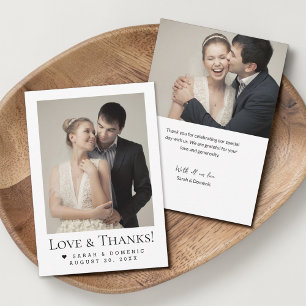 Moderne Minimalistische Foto-Hochzeit Liebe & Dank Dankeskarte