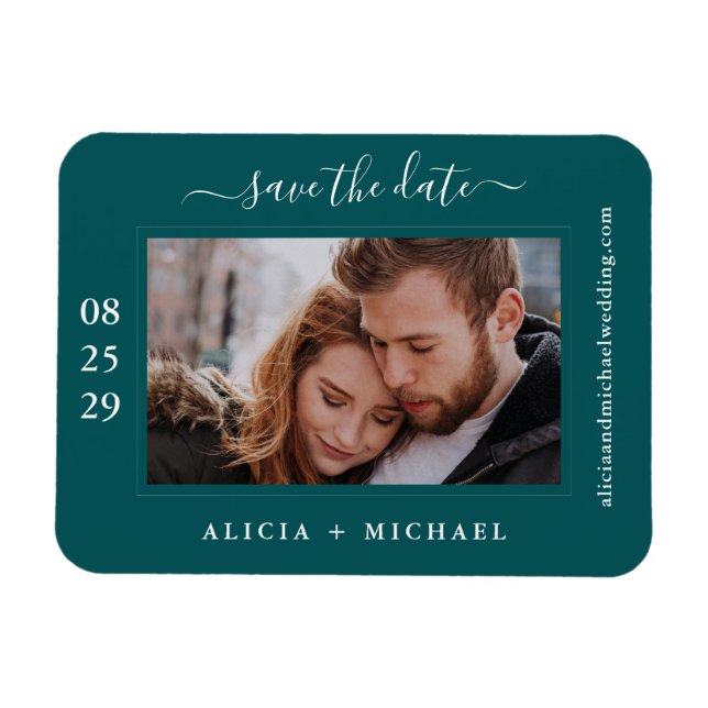 Moderne, minimalistische Foto Hochzeit rett Datum Magnet (Horizontal)