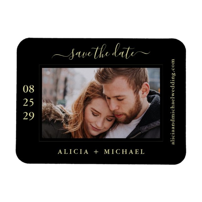 Moderne, minimalistische Foto Hochzeit rett Datum Magnet (Horizontal)