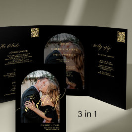 Moderne minimalistische Foto Hochzeit rsvp Details Dreifach Gefaltete Einladung