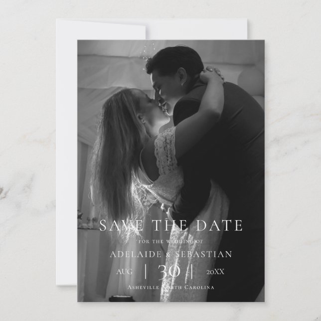 Moderne Minimalistische Foto-Hochzeit - Save the D Date (Vorderseite)