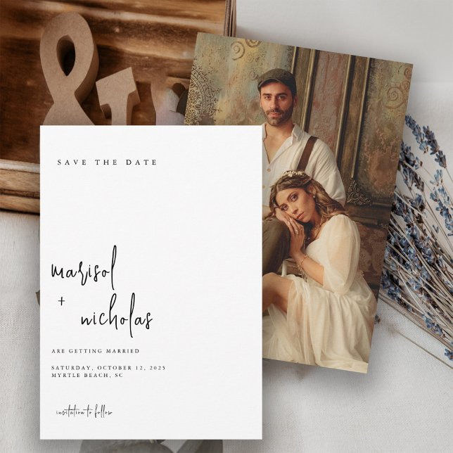 Moderne Minimalistische Foto-Hochzeit Save The Date (Von Creator hochgeladen)