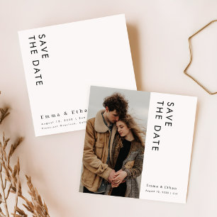 Moderne Minimalistische Foto-Hochzeit spart das Da Einladung