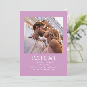 Moderne minimalistische Foto-Hochzeit Süß Lila Save The Date