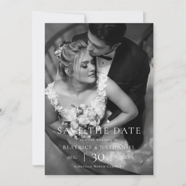 Moderne Minimalistische Foto-Hochzeit - Termin mer Save The Date (Vorderseite)