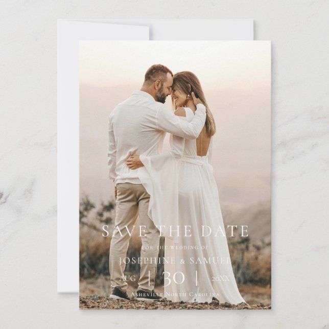Moderne Minimalistische Foto-Hochzeit - Termin vor Save The Date (Vorderseite)