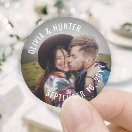 Moderne Minimalistische Foto Hochzeit Vielen Dank Runder Aufkleber
