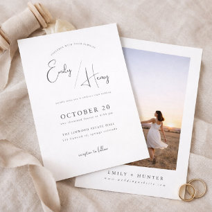 Moderne minimalistische Foto-Hochzeitseinladung Einladung