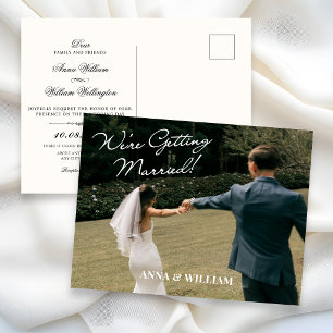 Moderne minimalistische Foto-Hochzeitseinladung  Postkarte