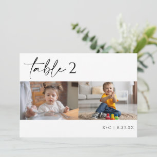 Moderne Minimalistische Foto-Hochzeitstischnummern Einladung